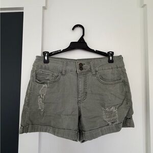 SO Olive Green Distressed Jean Shorts - Size 9